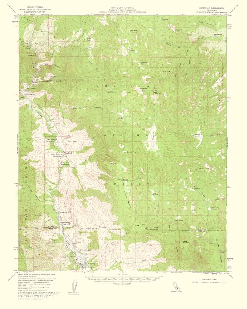 Kernville California Quad - USGS 1960 art print by USGS for $57.95 CAD