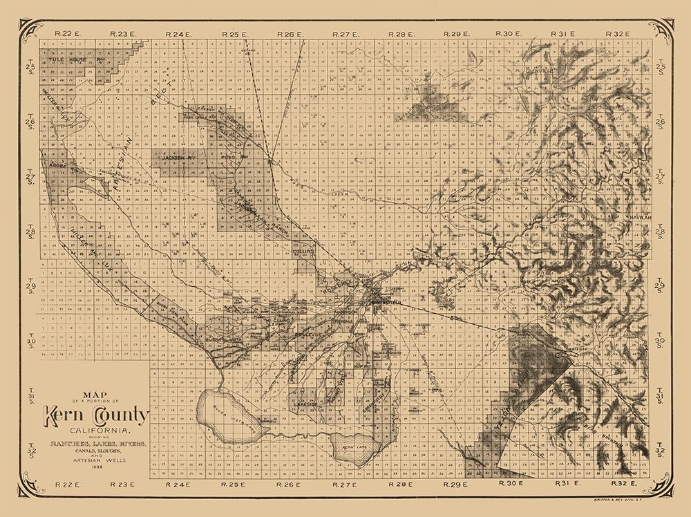 Kern County California - Rey 1888 art print by Rey for $57.95 CAD