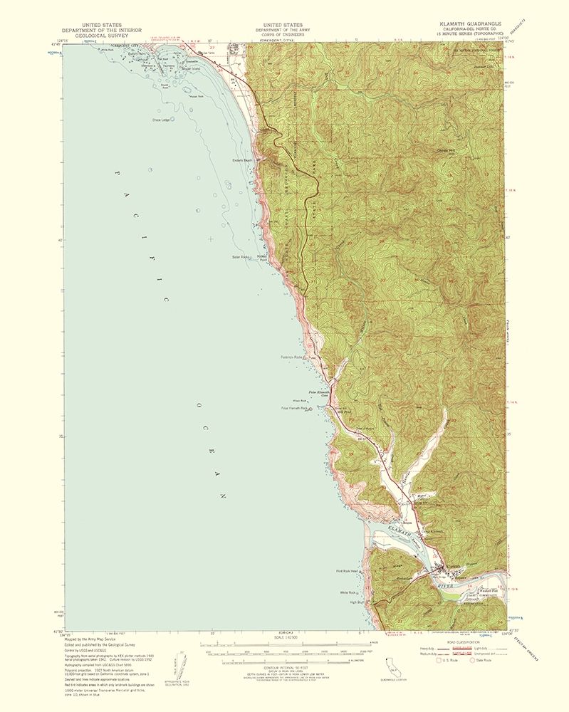 Klamath California Quad - USGS 1957 art print by USGS for $57.95 CAD