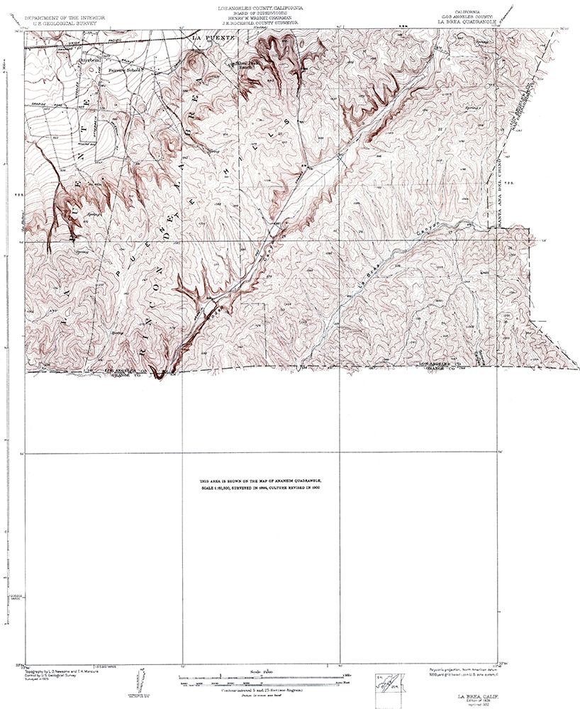 La Brea California Quad - USGS 1928 art print by USGS for $57.95 CAD