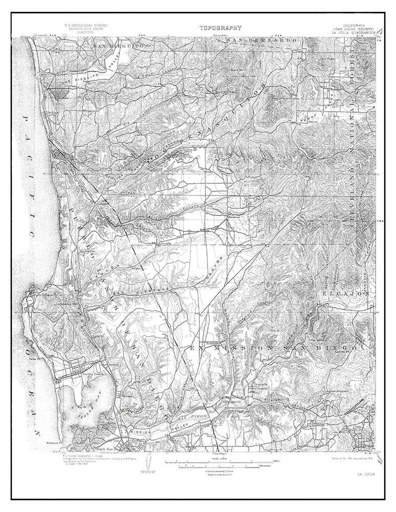 La Jolla California Quad - USGS 1903 art print by USGS for $57.95 CAD
