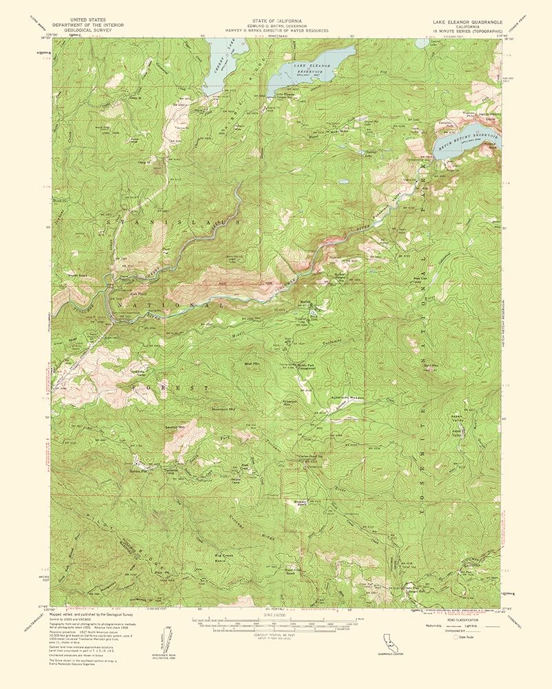 Lake Elseanor California Quad - USGS 1950 art print by USGS for $57.95 CAD