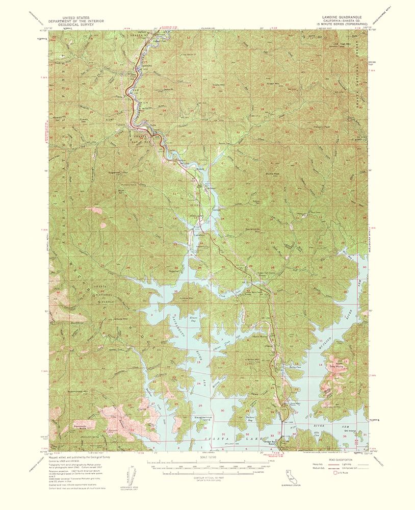 Lamoine California Quad - USGS 1957 art print by USGS for $57.95 CAD