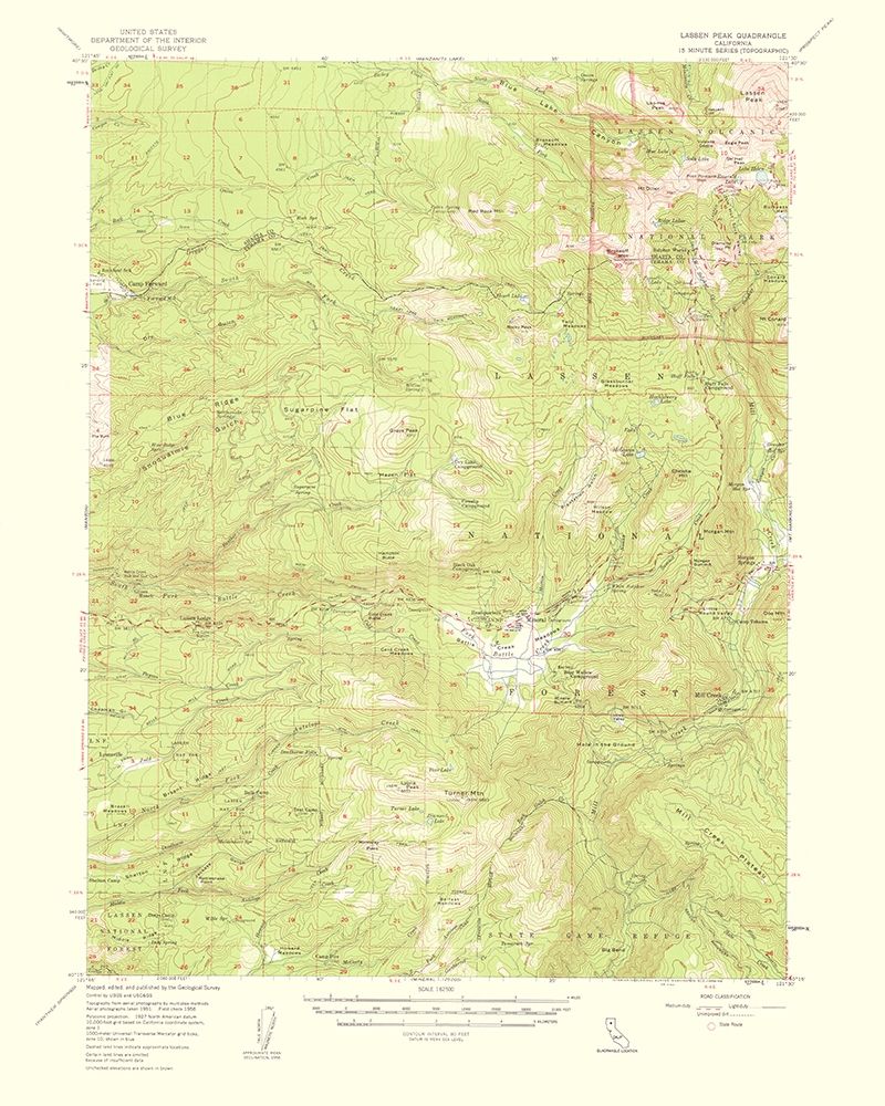 Lassen Peak California Quad - USGS 1956 art print by USGS for $57.95 CAD