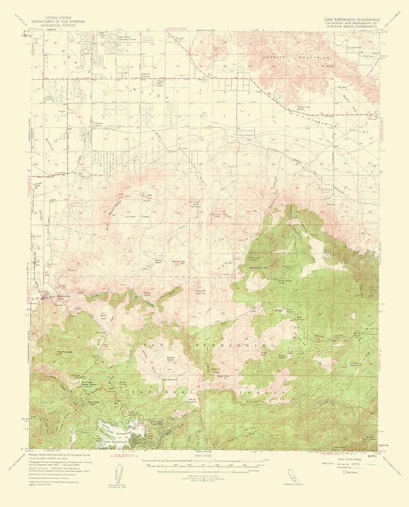 Lake Arrowhead California Quad - USGS 1961 art print by USGS for $57.95 CAD