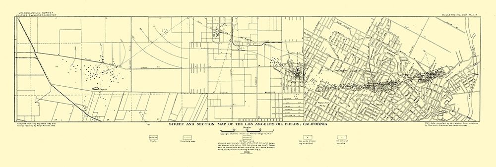 Los Angeles California Oil Fields- Hoen 1906 art print by Hoen for $57.95 CAD