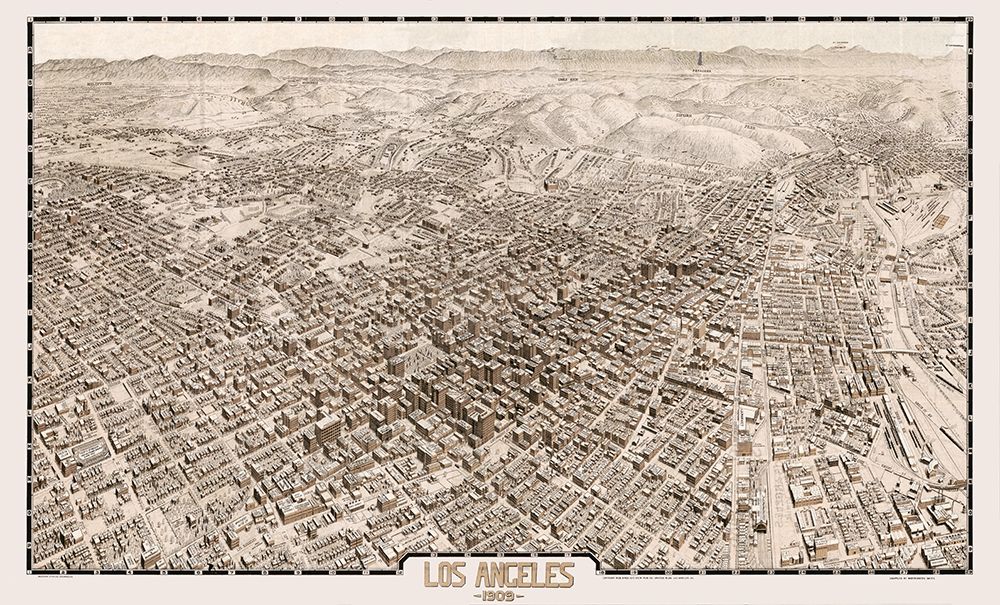 Los Angeles California - Gates 1909 art print by Gates for $57.95 CAD