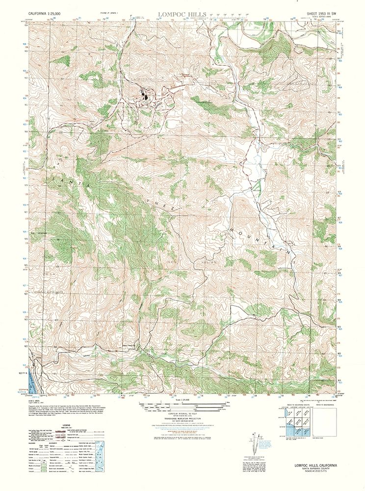 Lompoc Hills Sheet - US Army 1947 art print by US Army for $57.95 CAD