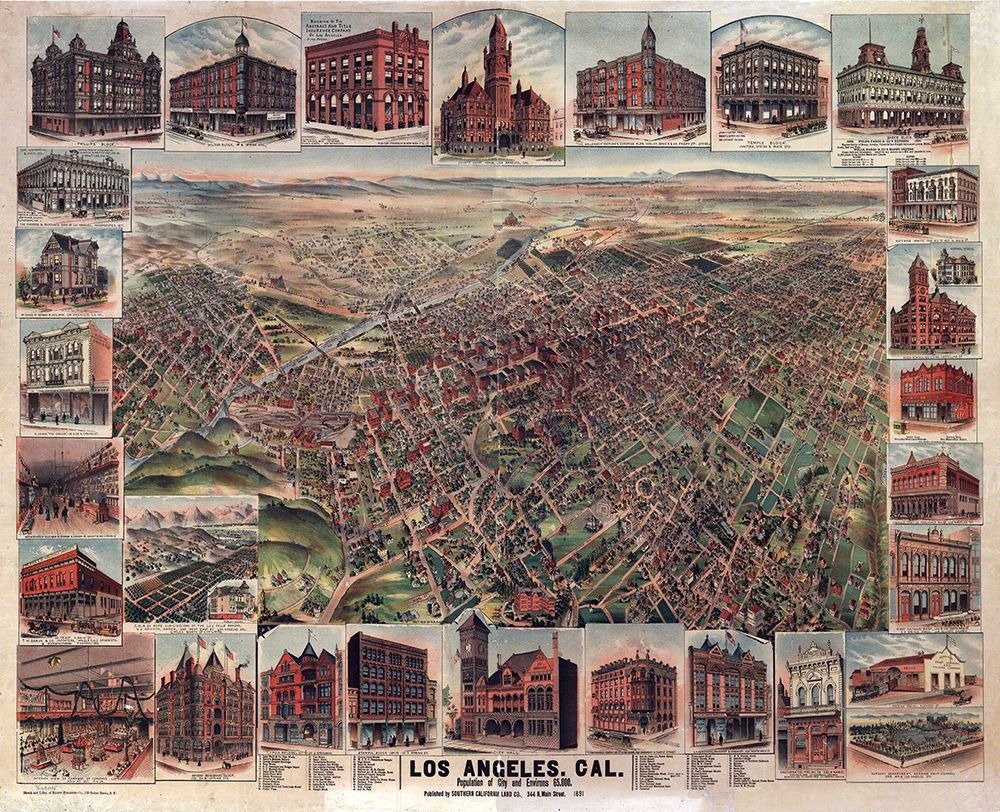 Los Angeles California - 1891 art print by Unknown for $57.95 CAD