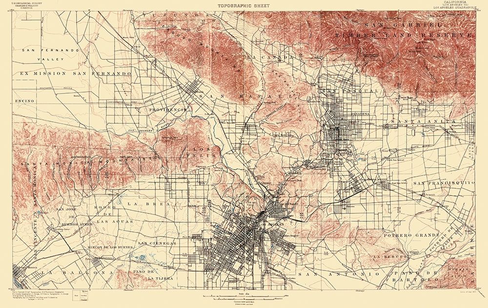 Los Angeles California Quad - USGS 1900 art print by USGS for $57.95 CAD