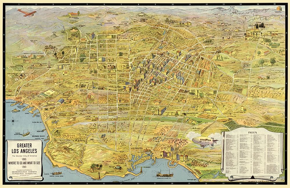 Los Angeles California - Metropolitan Surveys 1932 art print by Metropolitan Surveys for $57.95 CAD