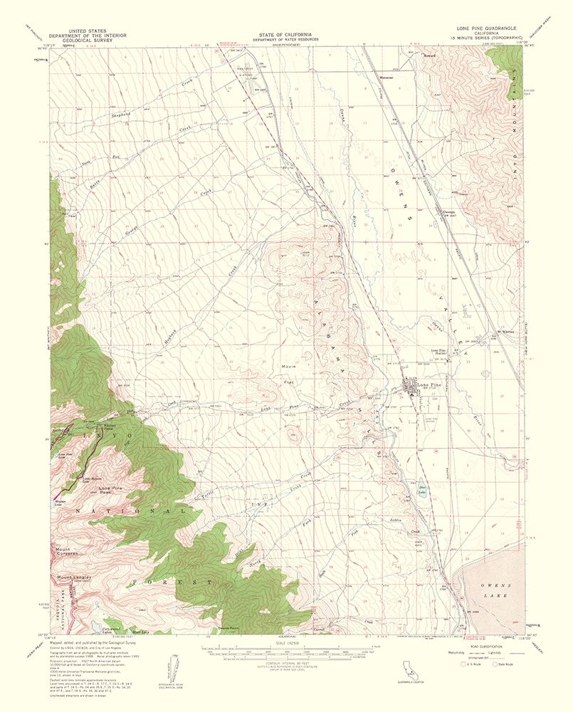 Lone Pine California Quad - USGS 1962 art print by USGS for $57.95 CAD
