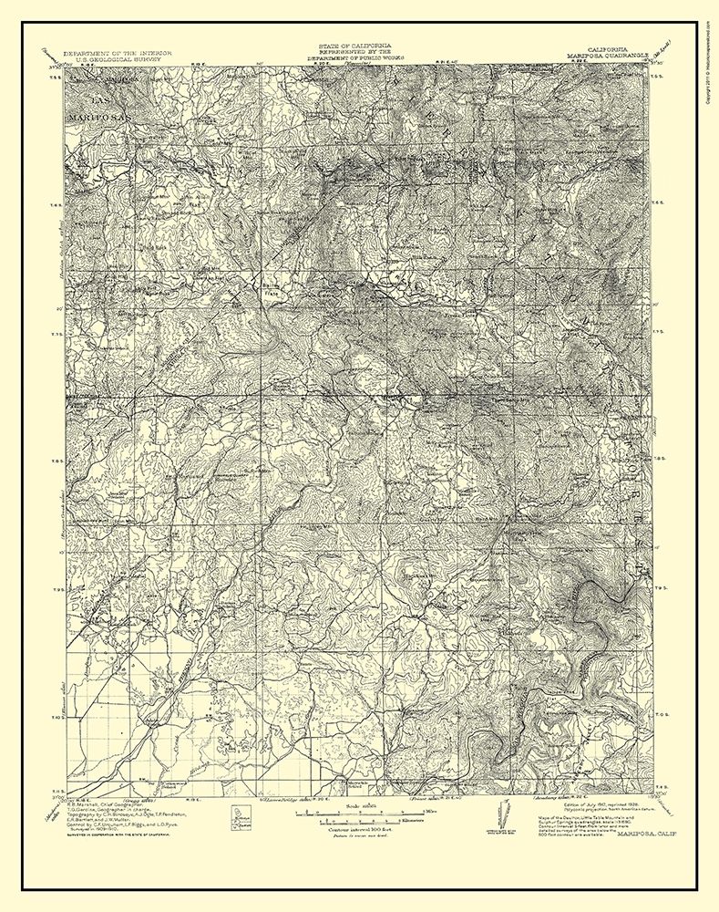 Mariposa California Quad - USGS 1912 art print by USGS for $57.95 CAD