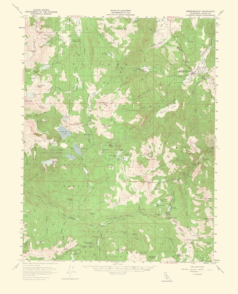 Markleeville California Quad - USGS 1964 art print by USGS for $57.95 CAD