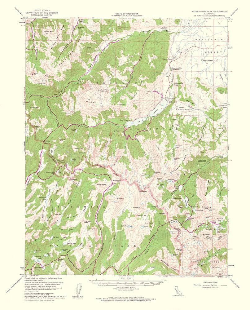 Matterhorn Peak California Quad - USGS 1963 art print by USGS for $57.95 CAD