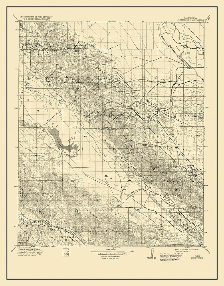 Mckittrick California Quad - USGS 1912 art print by USGS for $57.95 CAD