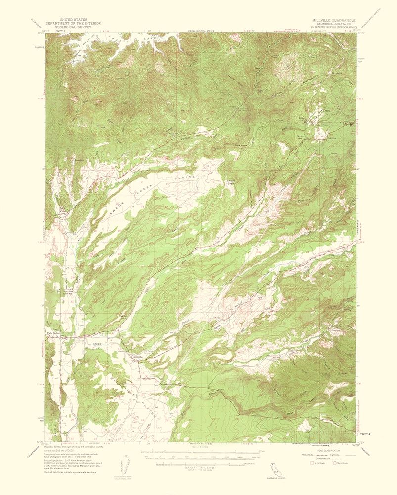 Millville California Quad - USGS 1961 art print by USGS for $57.95 CAD