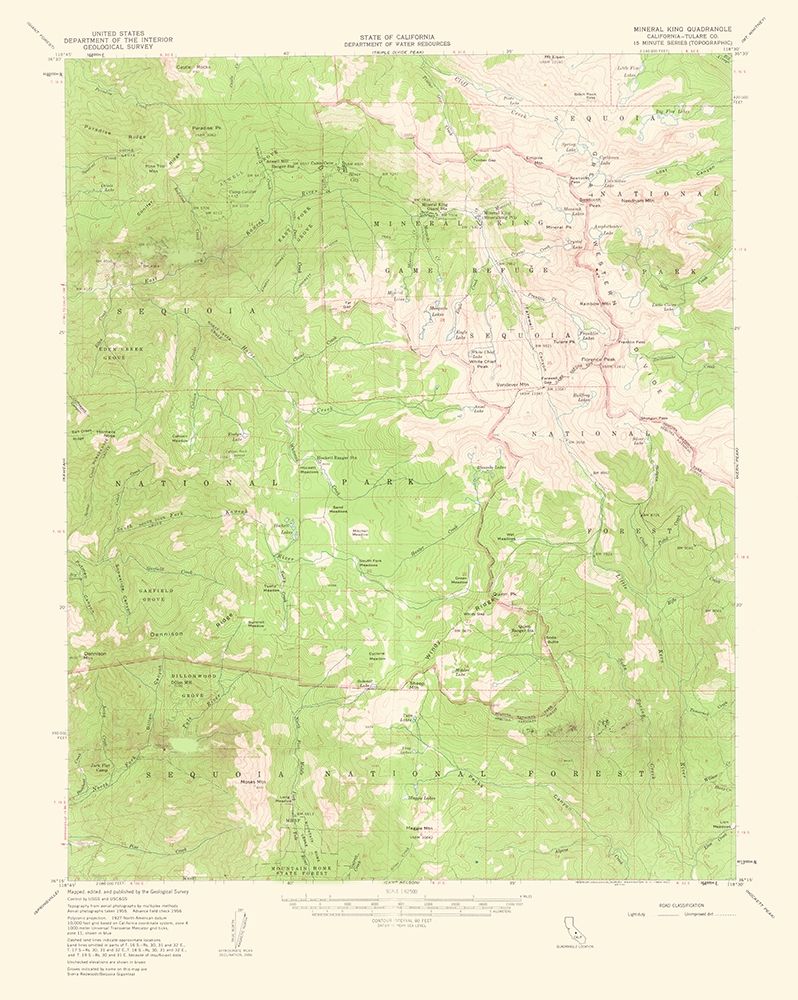 Mineral King California Quad - USGS 1963 art print by USGS for $57.95 CAD