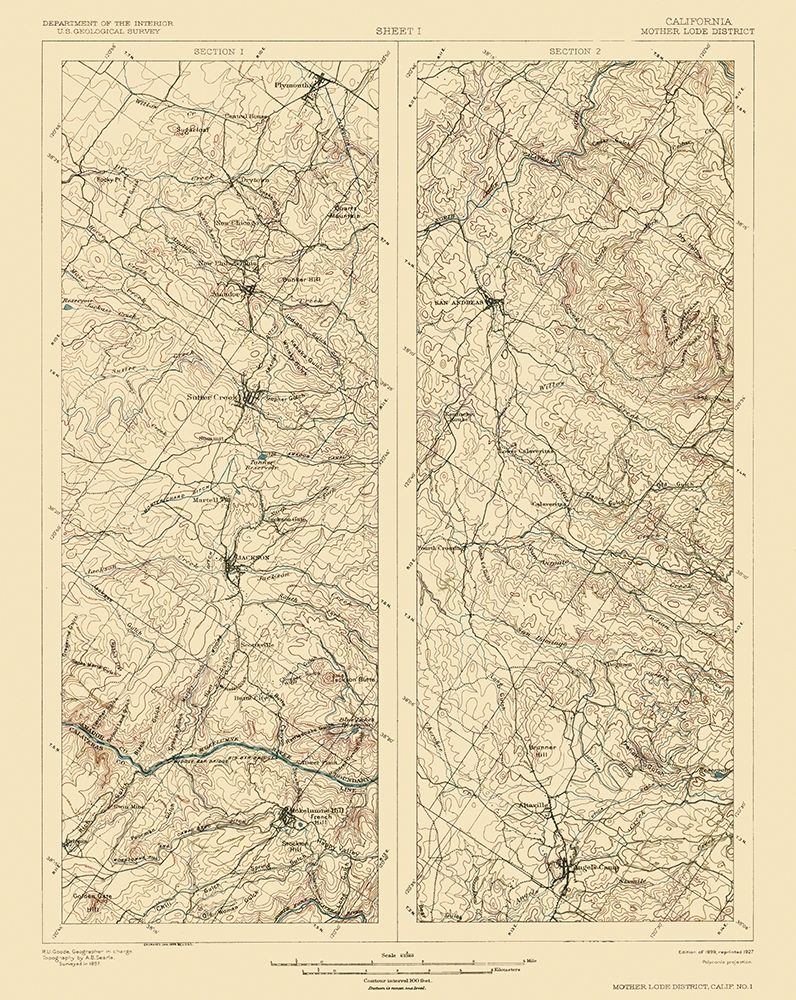 Mother Lode District California 2 of 2 Sheet art print by USGS for $57.95 CAD