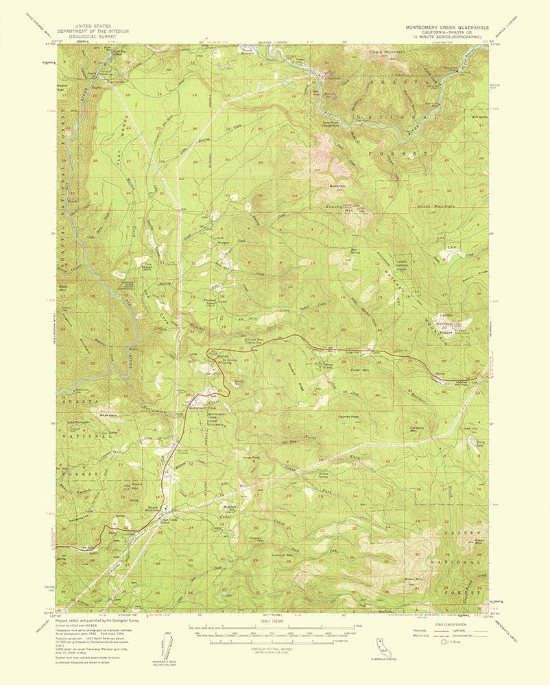 Montgomery Creek California Quad - USGS 1953 art print by USGS for $57.95 CAD