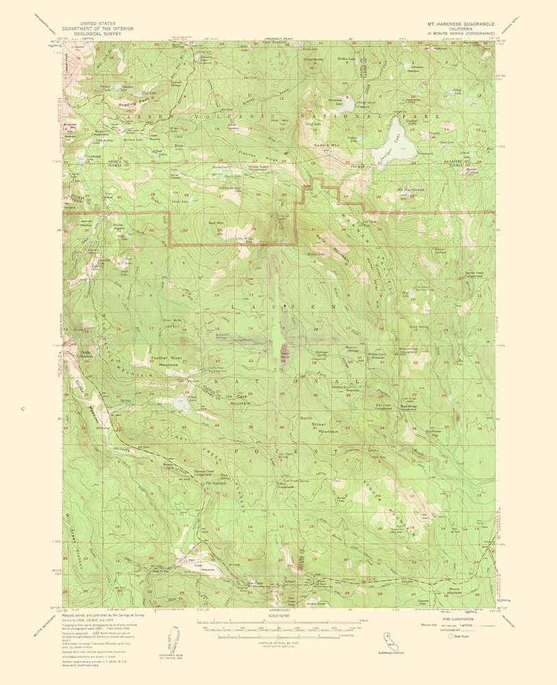 Mt Harkness California Quad - USGS 1953 art print by USGS for $57.95 CAD