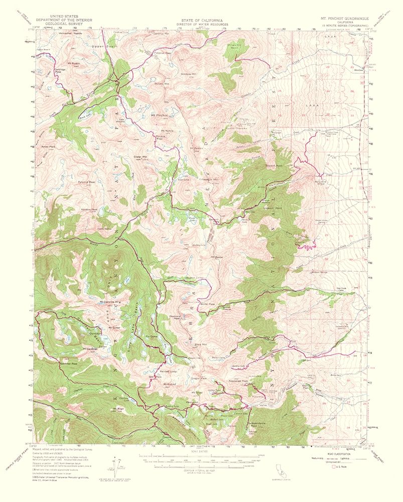 Mt Pinchot California Quad - USGS 1953 art print by USGS for $57.95 CAD