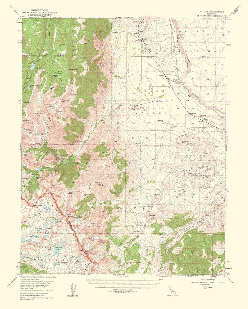 Mt Tom California Quad - USGS 1953 art print by USGS for $57.95 CAD