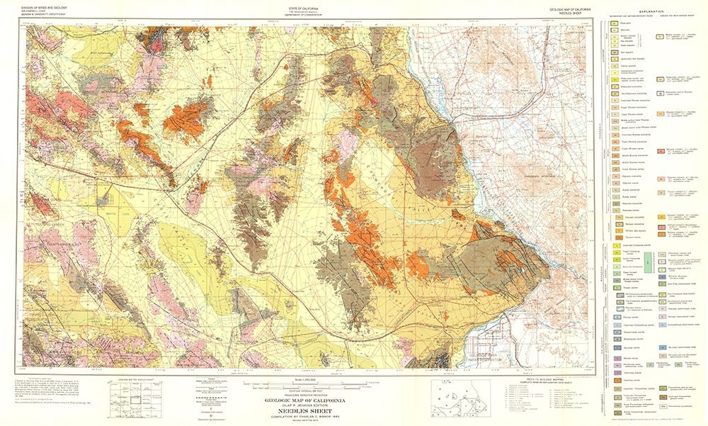 Needles Sheet California Mines - Bishop 1957 art print by Bishop for $57.95 CAD