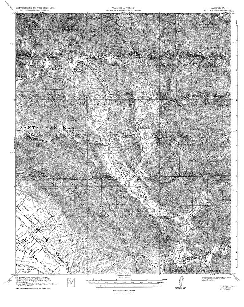 Nipomo California Quad - USGS 1922 art print by USGS for $57.95 CAD