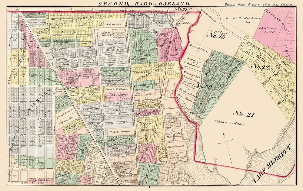 Oakland California Second Ward - Thompson 1878 art print by Thompson for $57.95 CAD
