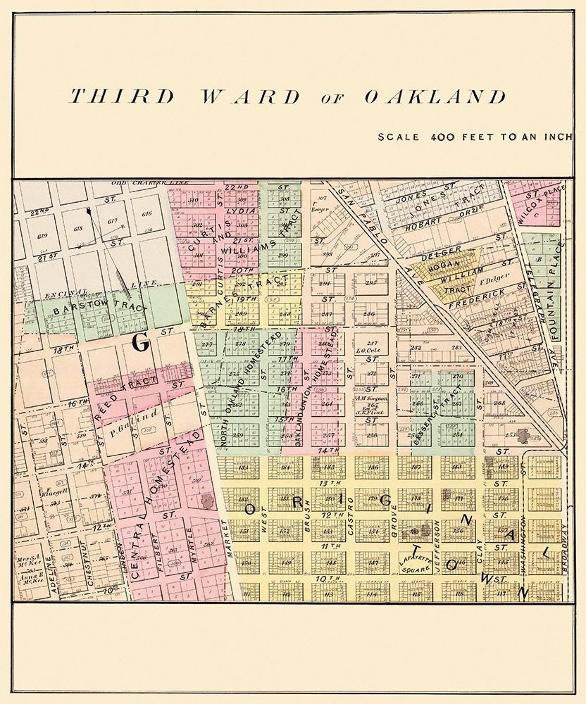 Oakland California Third Ward - Thompson 1878 art print by Thompson for $57.95 CAD