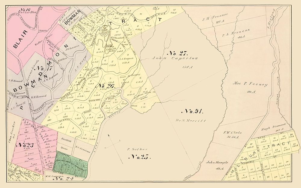 Oakland California Landowner - Thompson 1878 art print by Thompson for $57.95 CAD