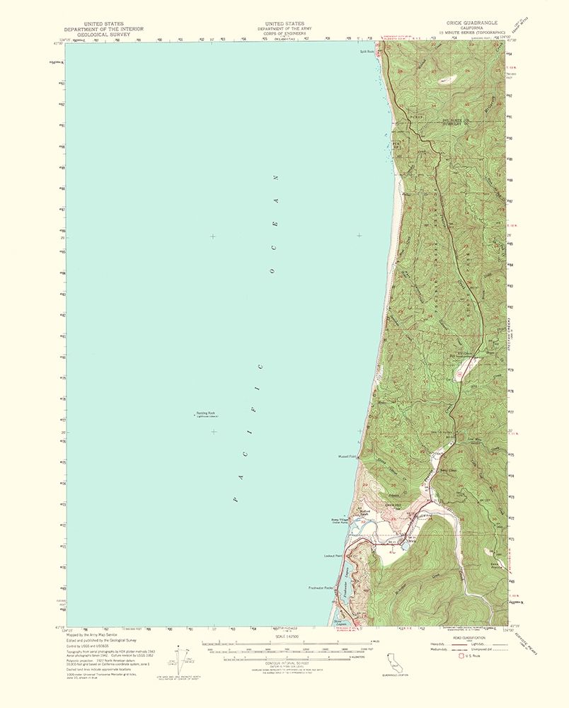 Orick California Quad - USGS 1954 art print by USGS for $57.95 CAD