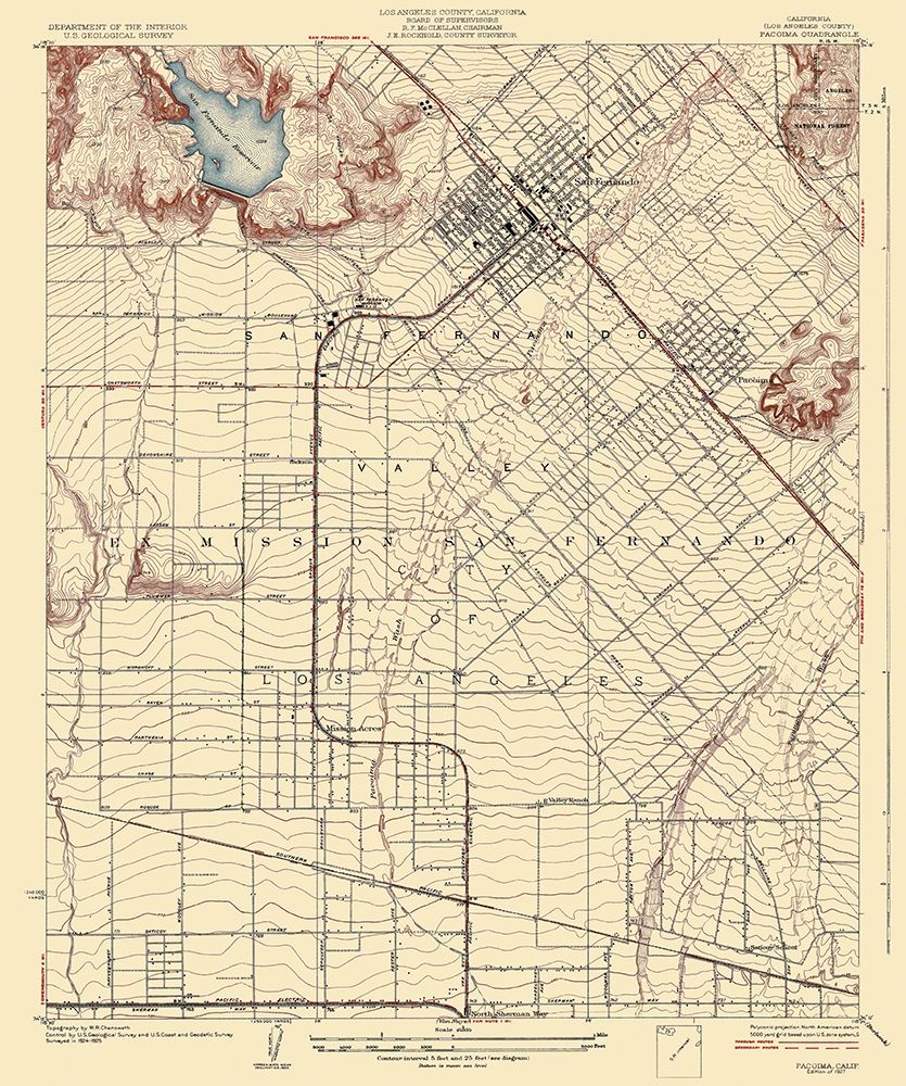 Pacoima California Quad - USGS 1927 art print by USGS for $57.95 CAD