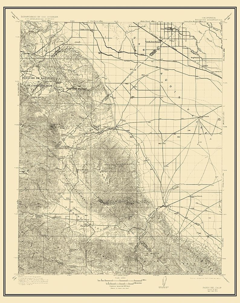 Panoche California Quad - USGS 1913 art print by USGS for $57.95 CAD