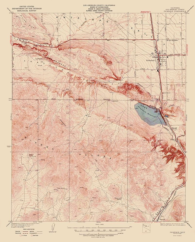 Palmdale California Quad - USGS 1937 art print by USGS for $57.95 CAD