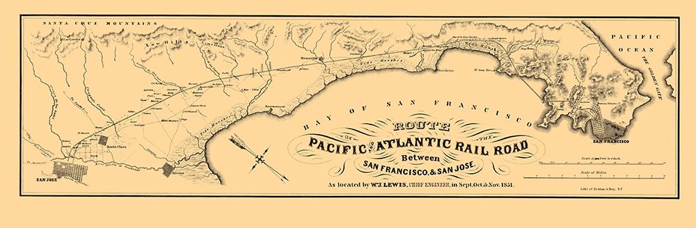 Pacific and Atlantic Railroad - Britton 1851 art print by Britton for $57.95 CAD