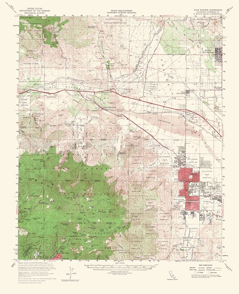 Palm Springs California Quad - USGS 1956 art print by USGS for $57.95 CAD