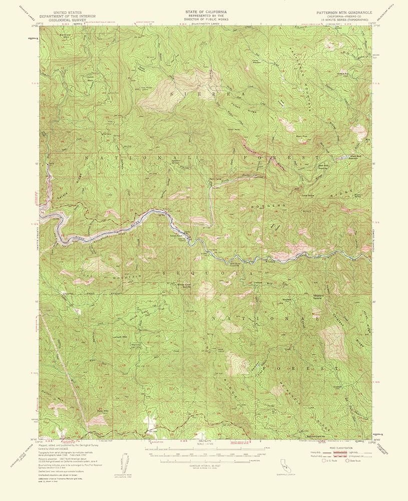 Mt Patterson California Quad - USGS 1956 art print by USGS for $57.95 CAD