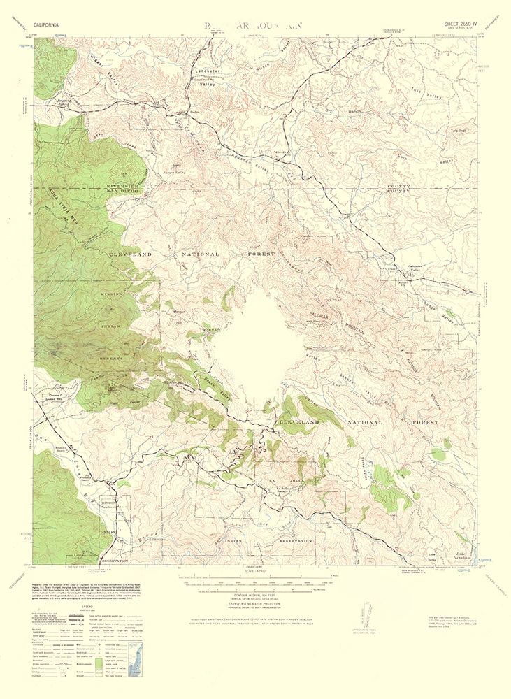 Mt Palomar California Quad - USGS 1962 art print by USGS for $57.95 CAD