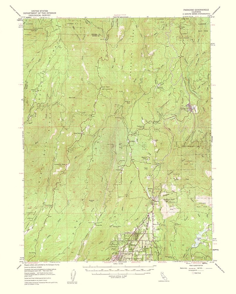 Paradise California Quad - USGS 1961 art print by USGS for $57.95 CAD