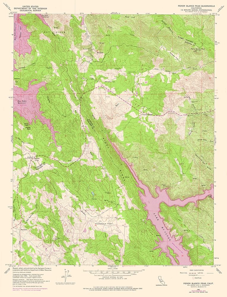 Penon Blanco Peak California Quad - USGS 1962 art print by USGS for $57.95 CAD