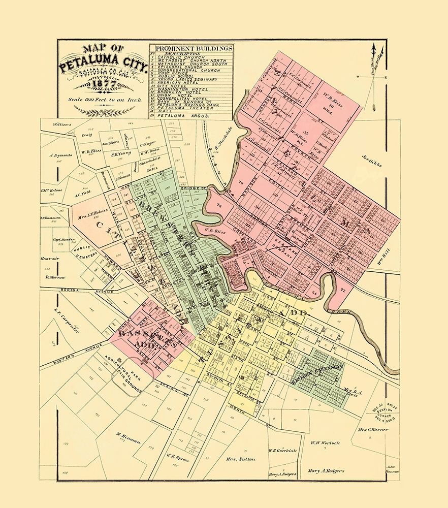 Petaluma California Landowner - Thompson 1877 art print by Thompson for $57.95 CAD