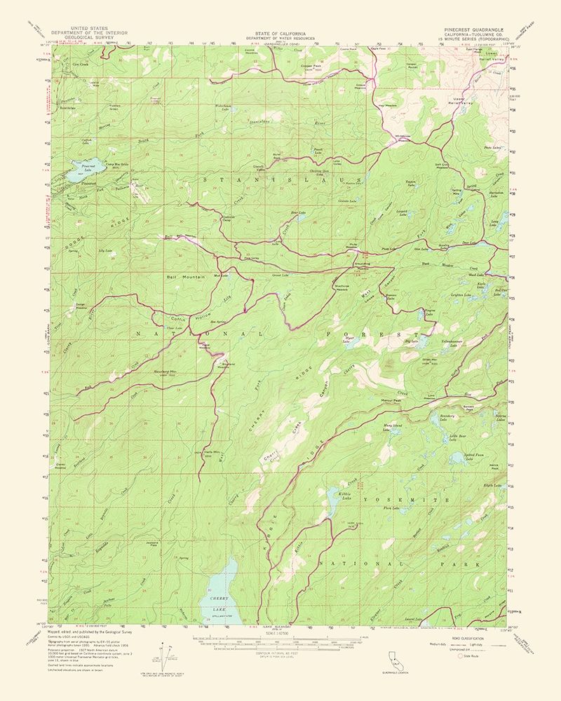 Pinecrest California Quad - USGS 1964 art print by USGS for $57.95 CAD