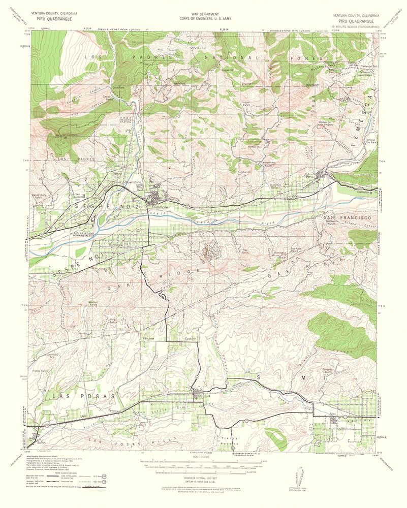 Piru California Quad - USGS 1963 art print by USGS for $57.95 CAD
