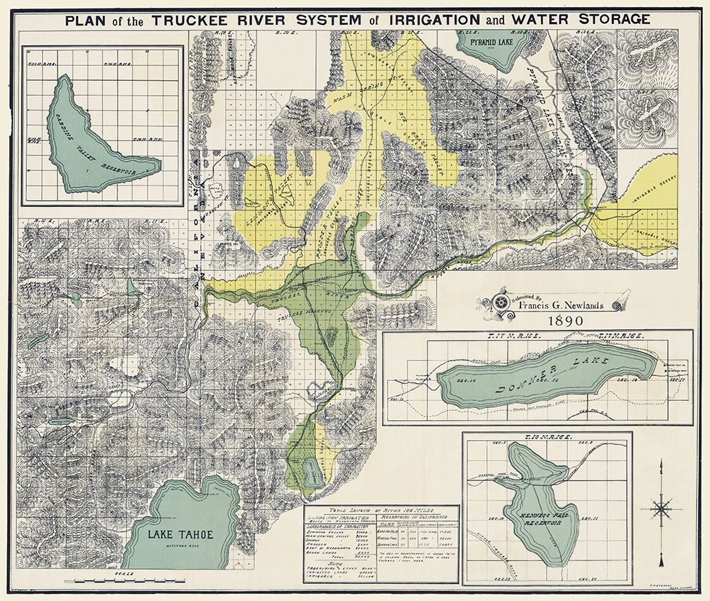 Truckee River System - Newlands 1890 art print by Newlands for $57.95 CAD