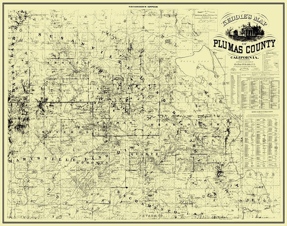 Plumas California Landowner - Keddie 1892 art print by Keddie for $57.95 CAD