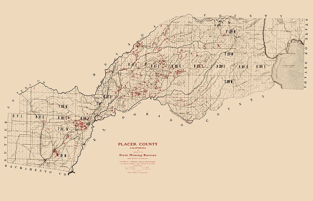 Placer County California Mining - Gage 1902 art print by Gage for $57.95 CAD