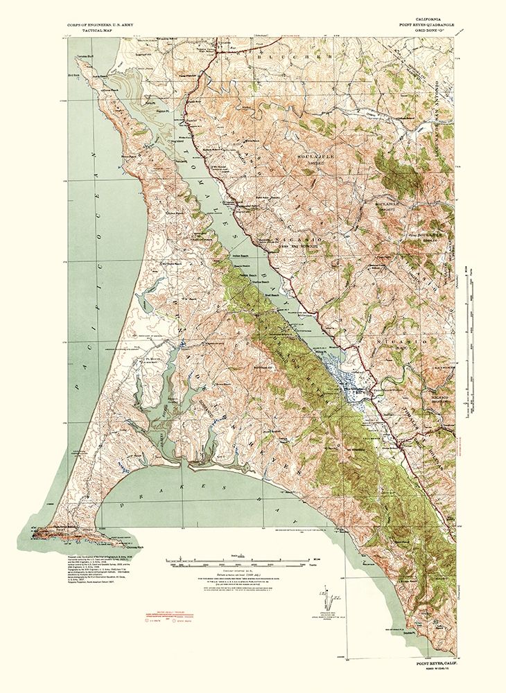 Point Reyes California Quad - USGS 1940 art print by USGS for $57.95 CAD