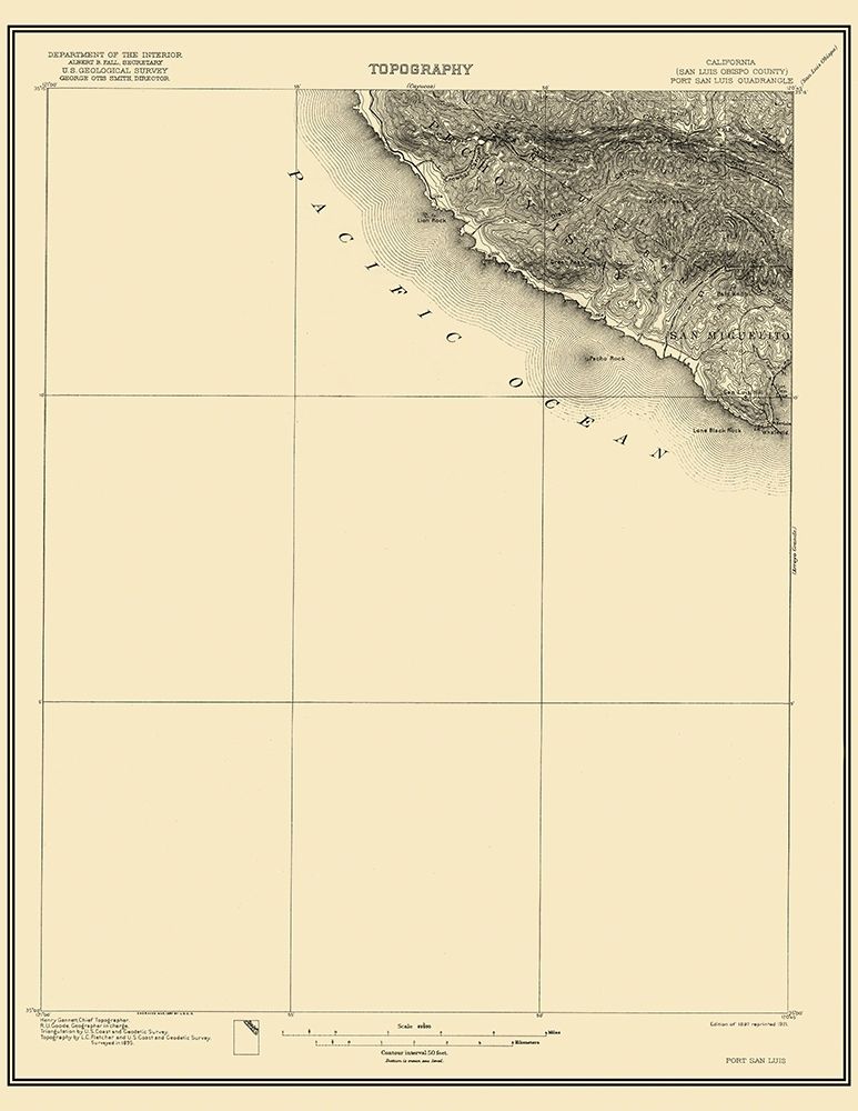 Port San Luis California Quad - USGS 1897 art print by USGS for $57.95 CAD